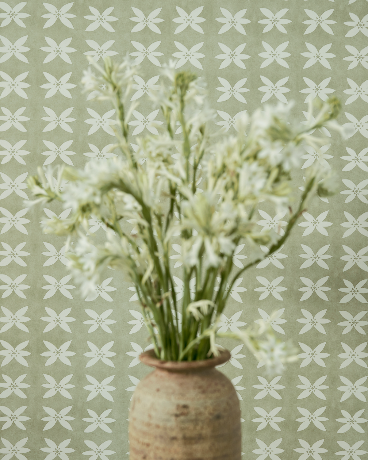 Rain Lily Wallpaper in Light Green