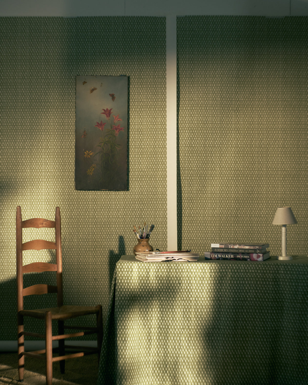 Starfall Wallpaper in Soft Green