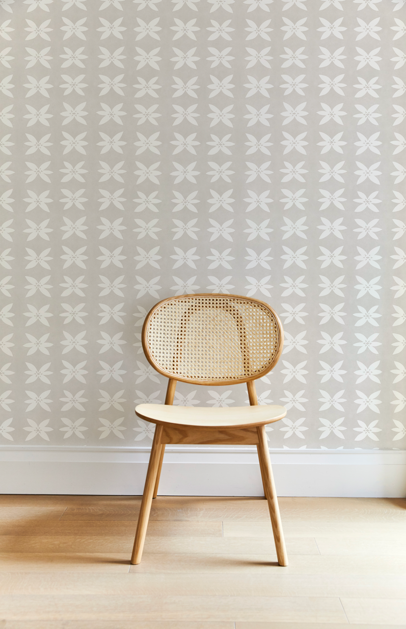 Rain Lily Wallpaper in Pale Stone