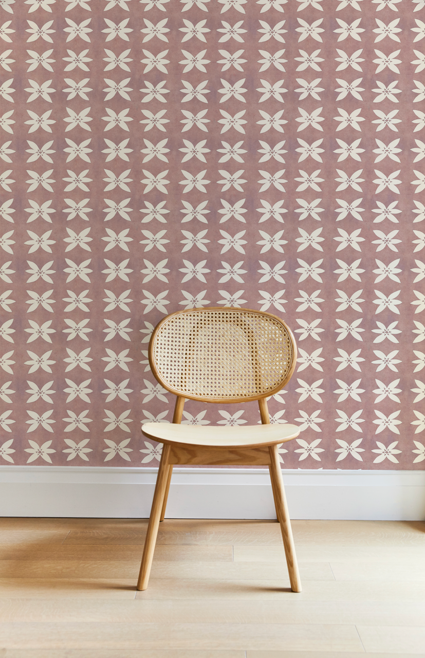 Rain Lily Wallpaper in Umber Rose