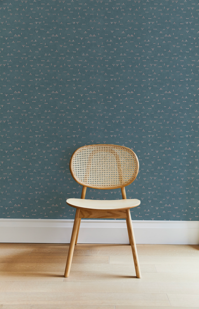 Grass Wallpaper in Blue/Pink