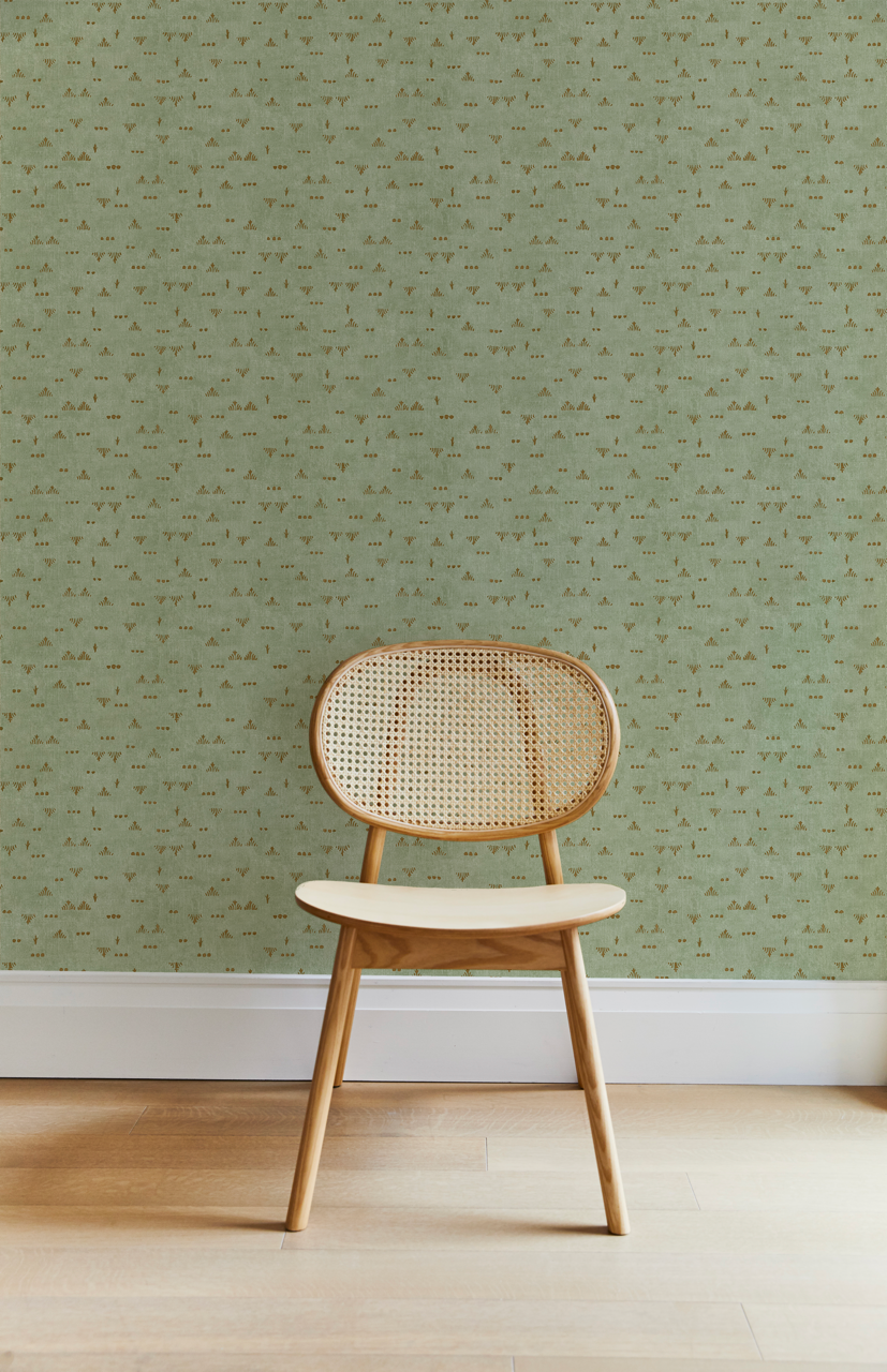 Grass Wallpaper in Green/Ochre