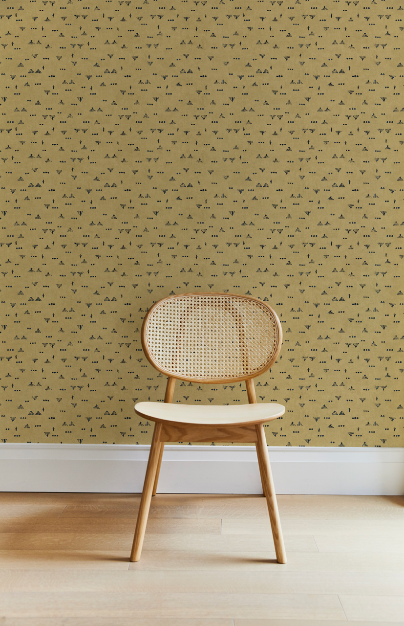 Grass Wallpaper in Ochre/Navy