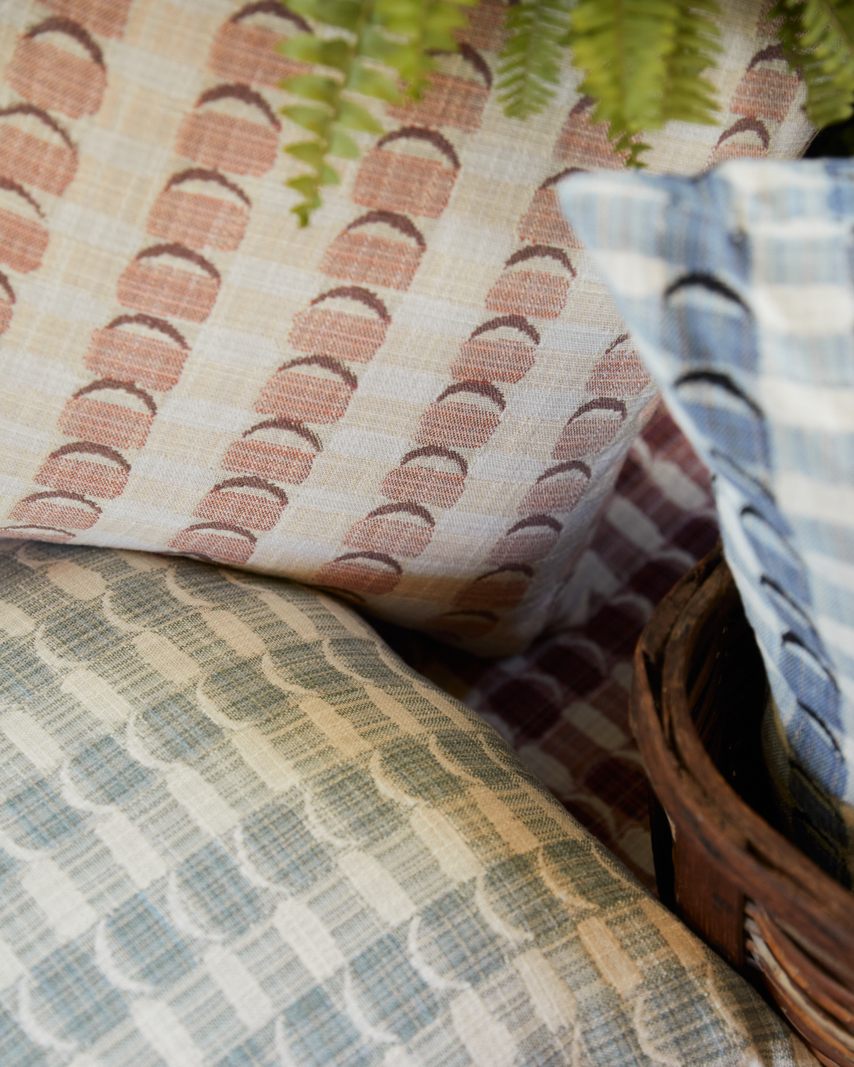 Crescent Plaid Pillow in Pale Marine