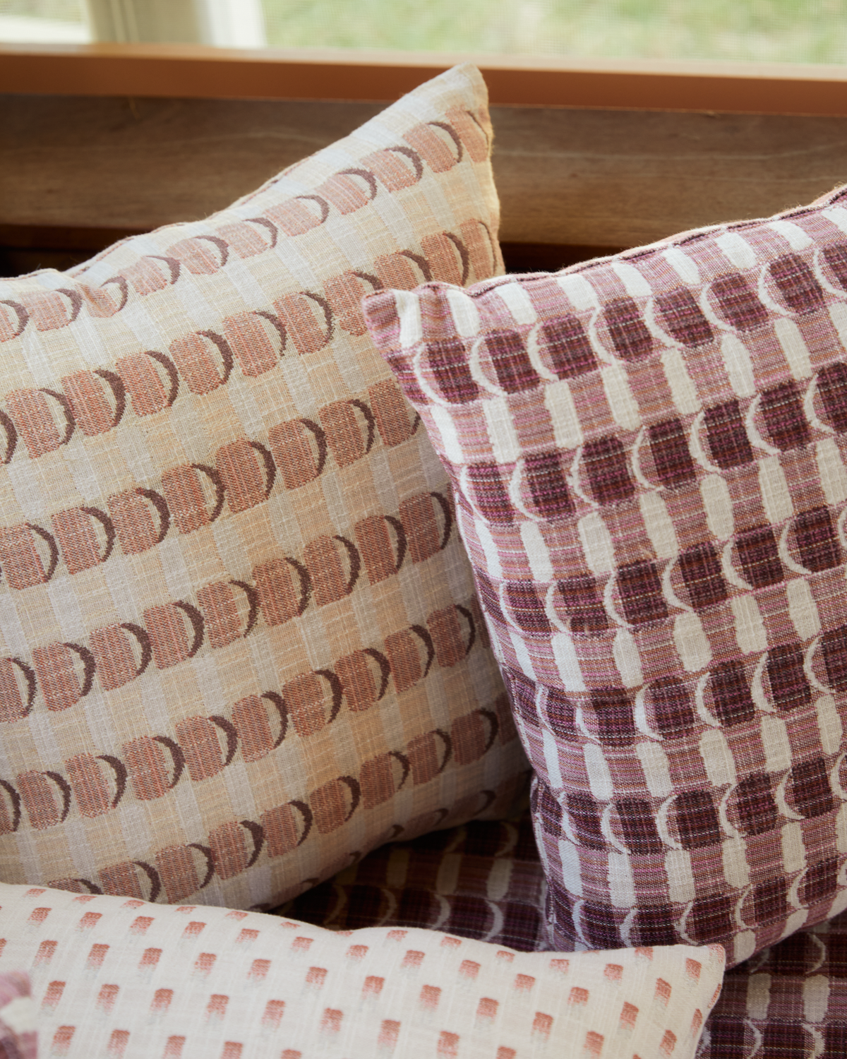 Crescent Plaid Pillow in Pink