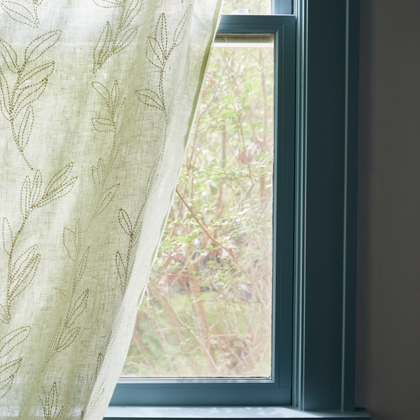Linear Stem Sheer Fabric in Pistachio