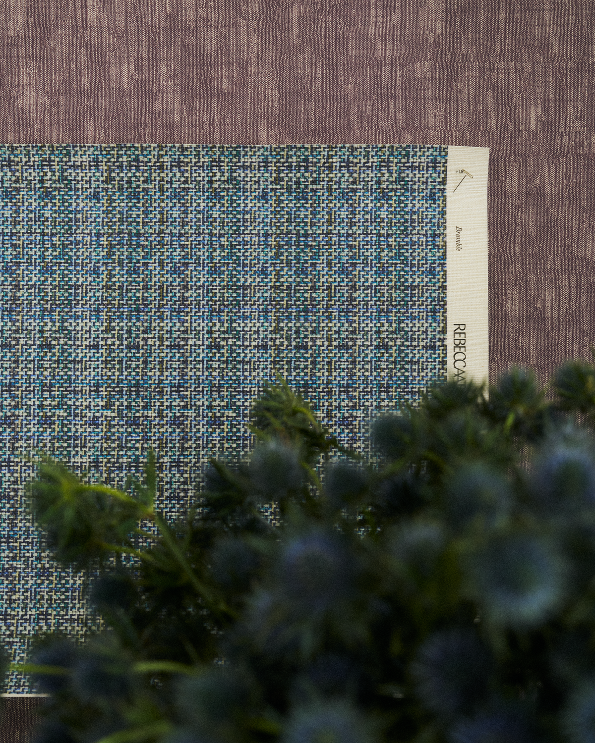 Bramble Wallpaper in Blue Ripple