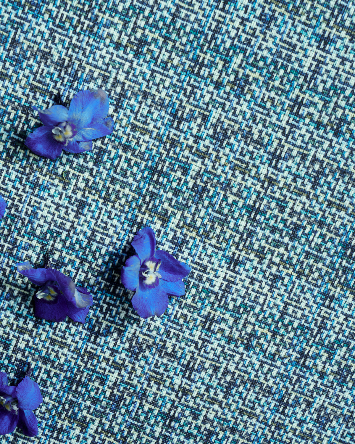 Bramble Wallpaper in Blue Ripple