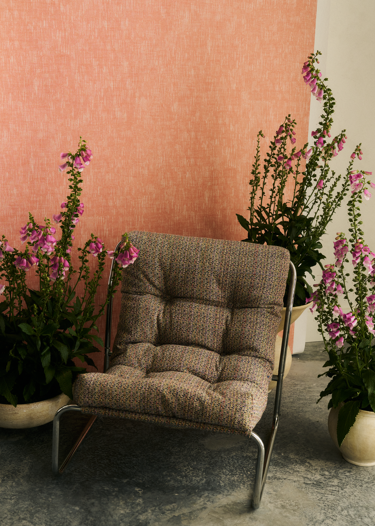 Alder Wallpaper in Soft Tangerine