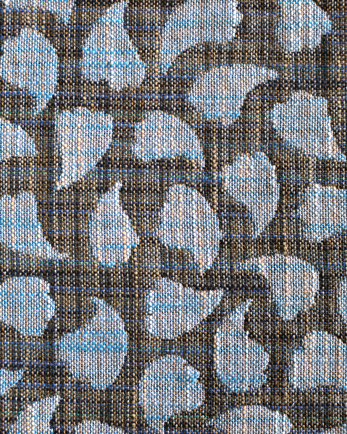 Bubbly Leaves Fabric in Blue/Brown