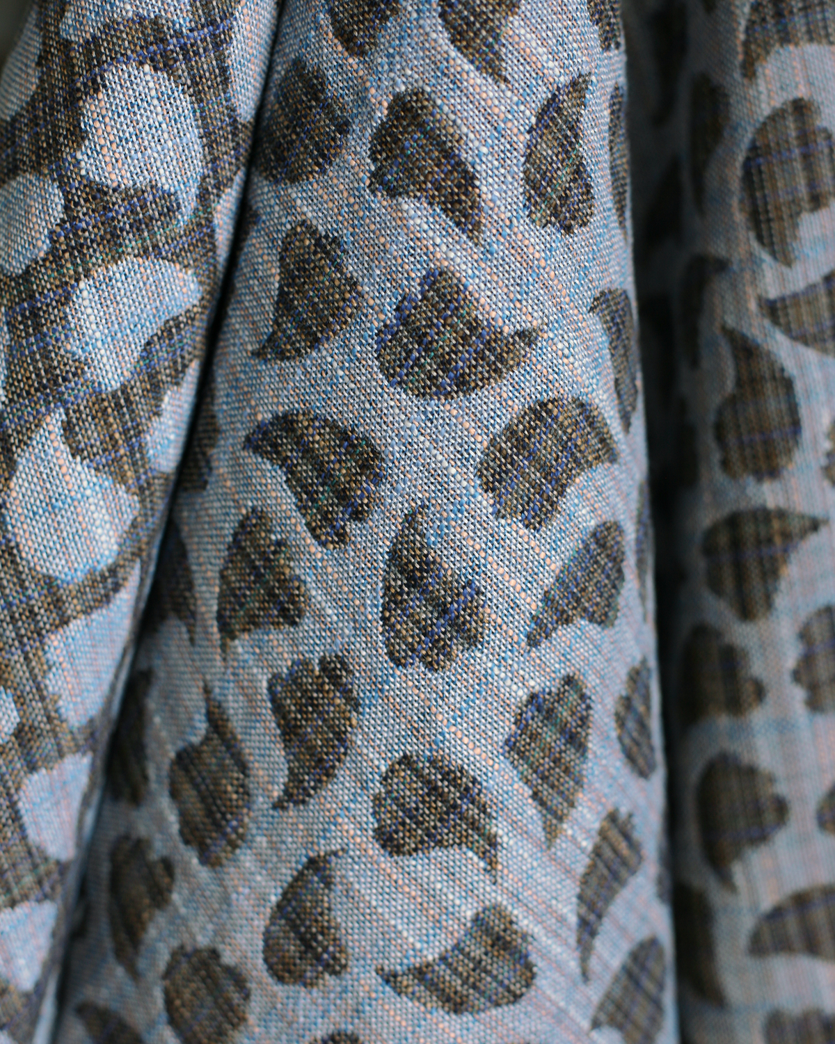 Bubbly Leaves Fabric in Blue/Brown