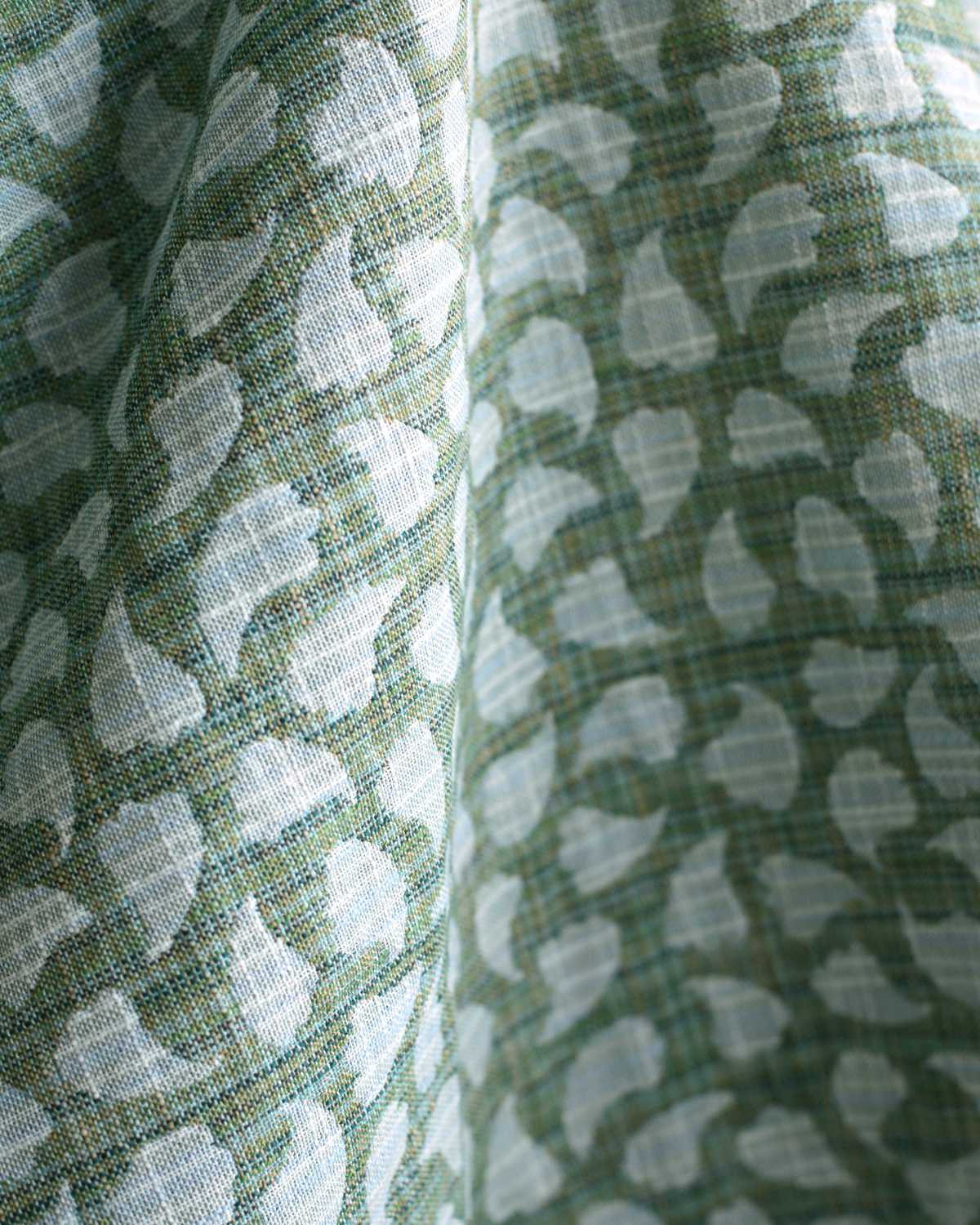 Bubbly Leaves Fabric in Blue/Green