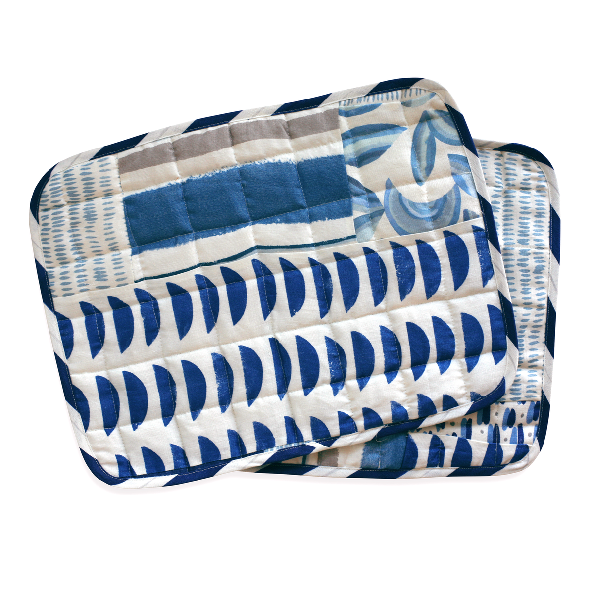 Quilted Placemats in Cobalt Blues