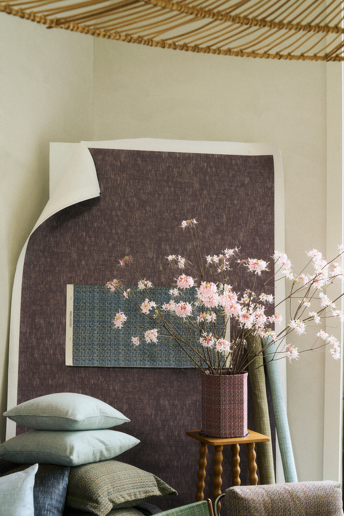 Bramble Wallpaper in Blue Ripple