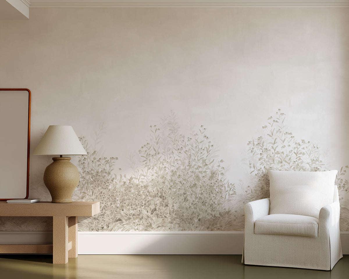 Coneflower Mural in Pale Stone