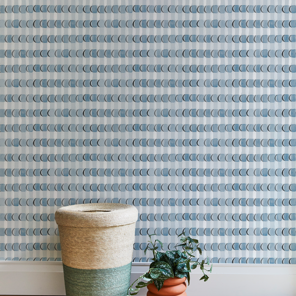 Crescent Plaid Wallpaper in Blue