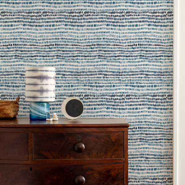 Dashes Wallpaper in Navy