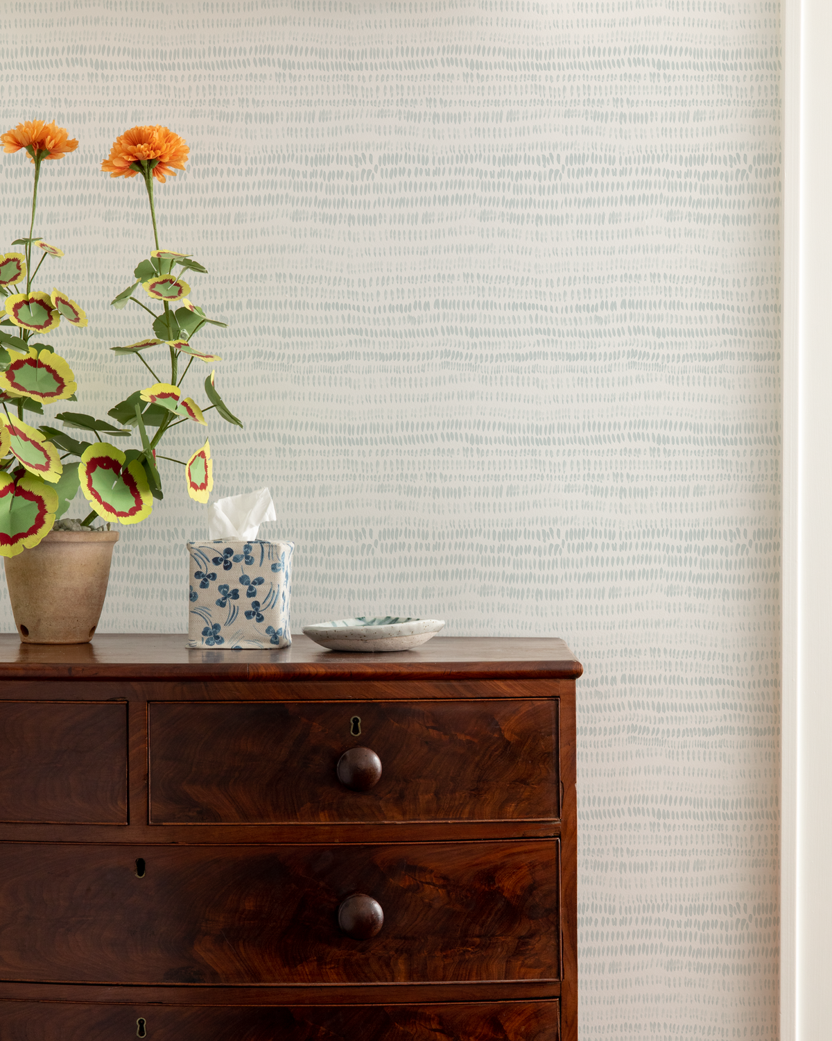 Dashes Wallpaper in Pale Blue