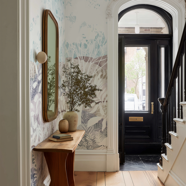 Daydream Landscape Mural in Gray/Blue