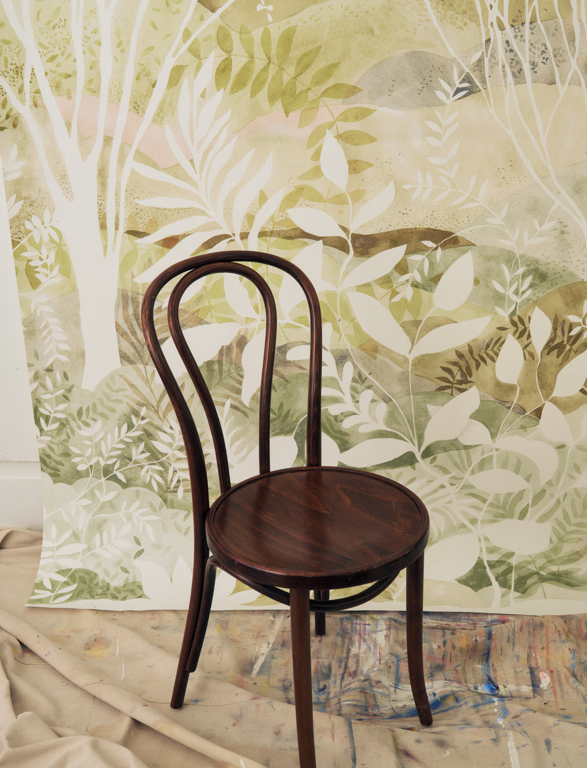 Daydream Landscape Mural in Blue/Green