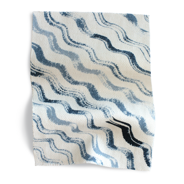 Diagonal Waves Fabric in Blue