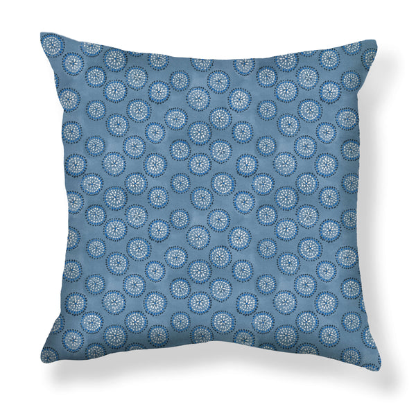 Dotted Floral Pillow in Chambray Blue