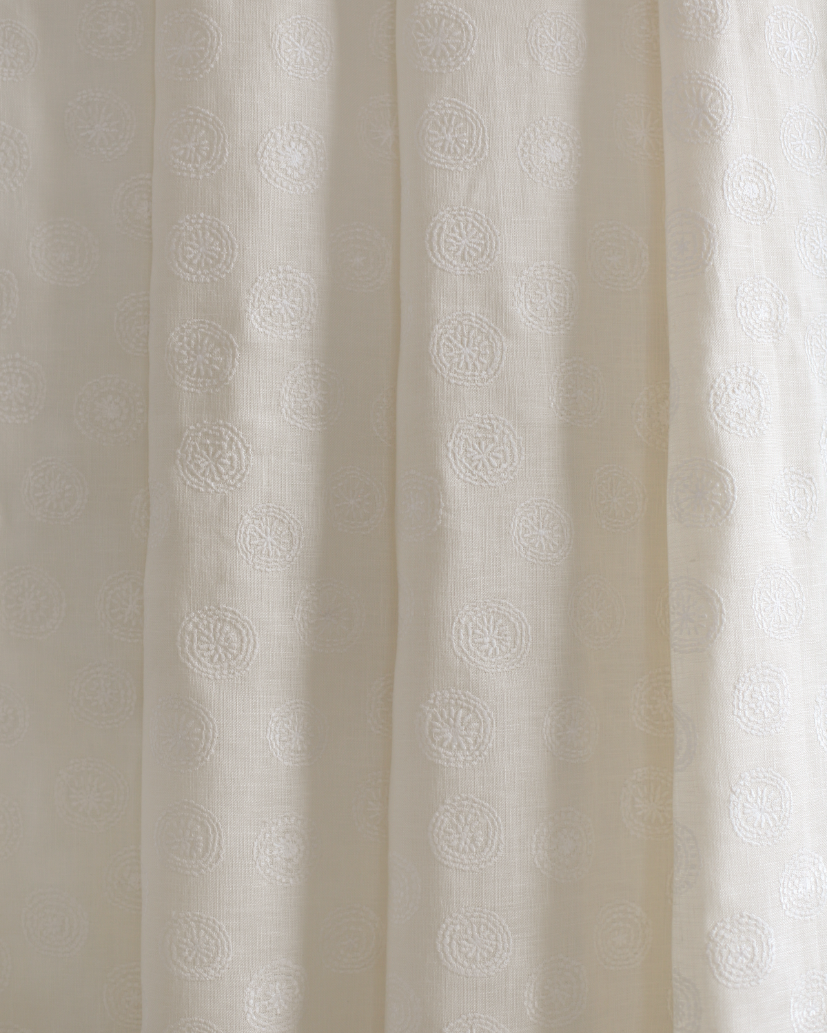 Dotted Floral Embroidered Fabric in Off-White