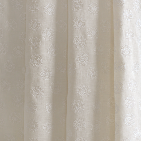 Dotted Floral Embroidered Fabric in Off-White