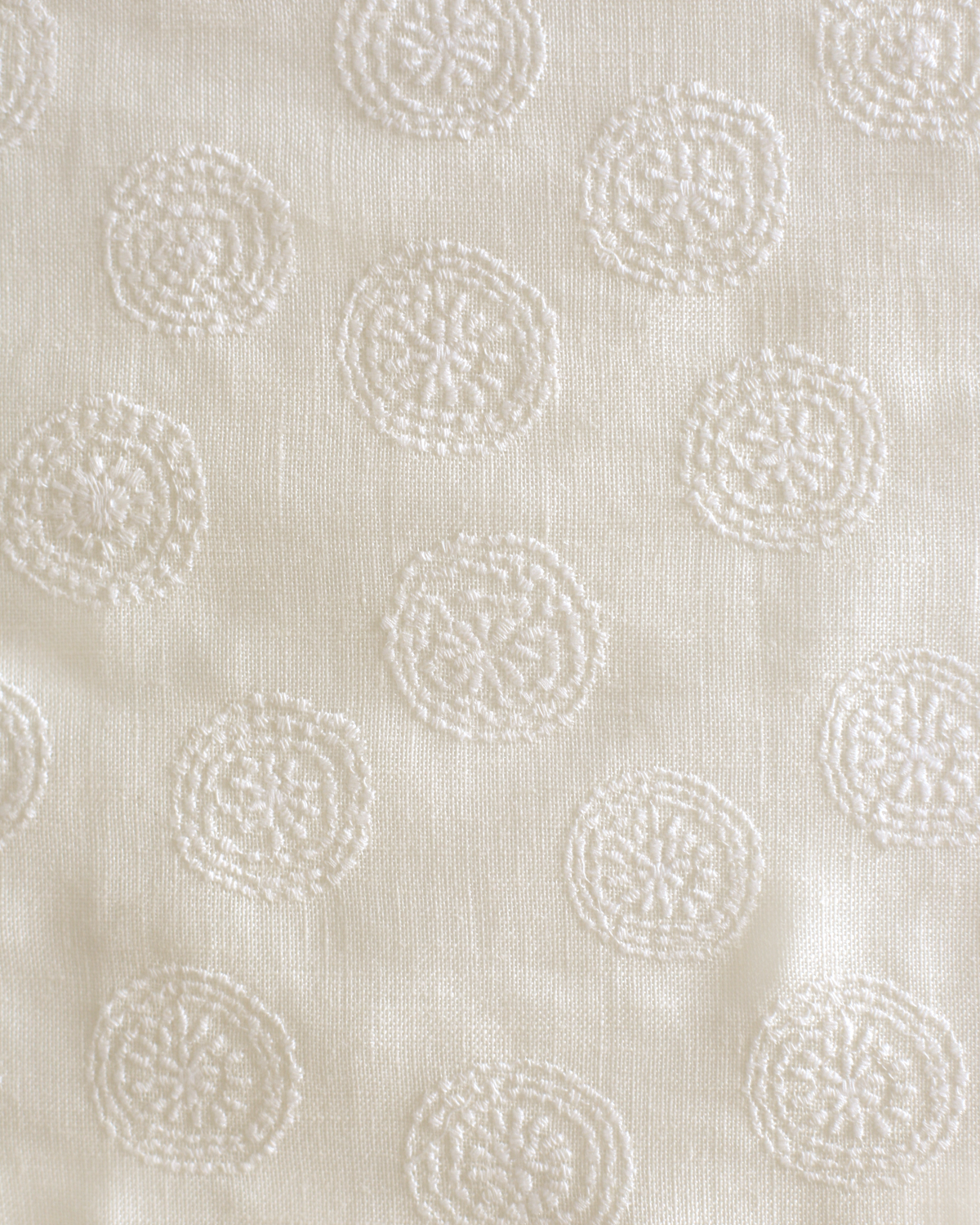 Dotted Floral Embroidered Fabric in Off-White