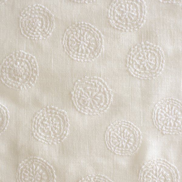 Dotted Floral Embroidered Fabric in Off-White