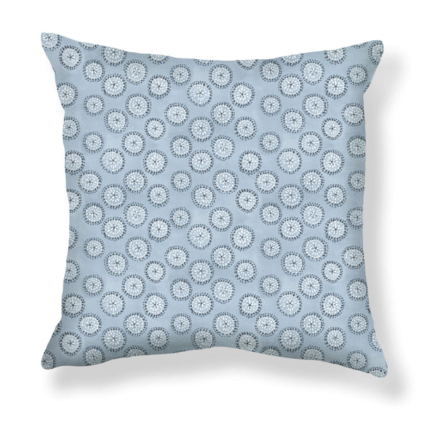 Dotted Floral Pillow in Blue-Gray