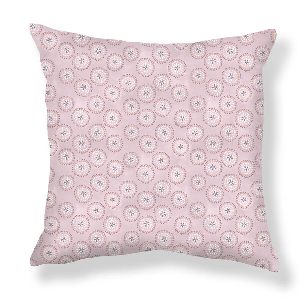 Dotted Floral Pillow in Pale Mauve