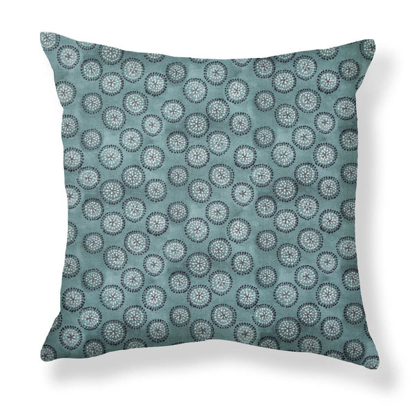 Dotted Floral Pillow in Storm Blue