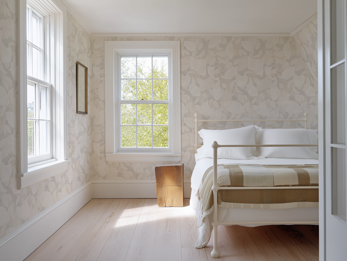 Dotted Leaves Wallpaper in Parchment