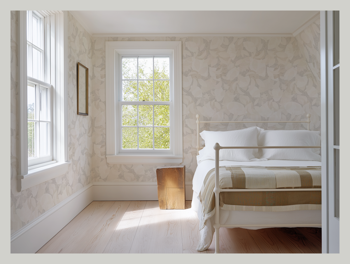 Dotted Leaves Wallpaper in Parchment