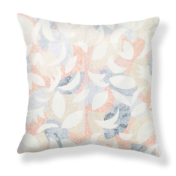 Dotted Leaves Pillow in Peach/Blue