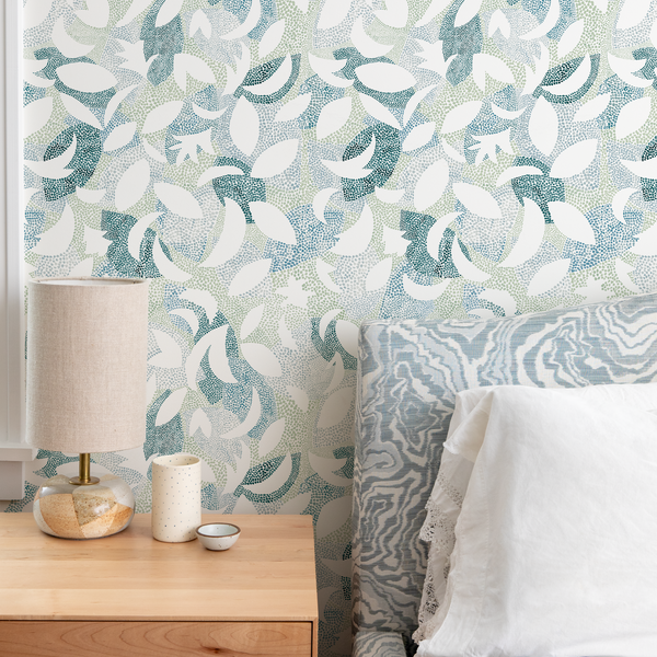 Dotted Leaves Wallpaper in Garden Green