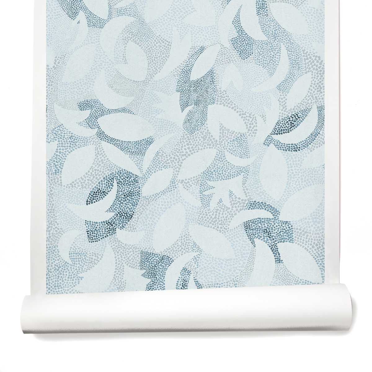 Dotted Leaves Wallpaper in Light Blue