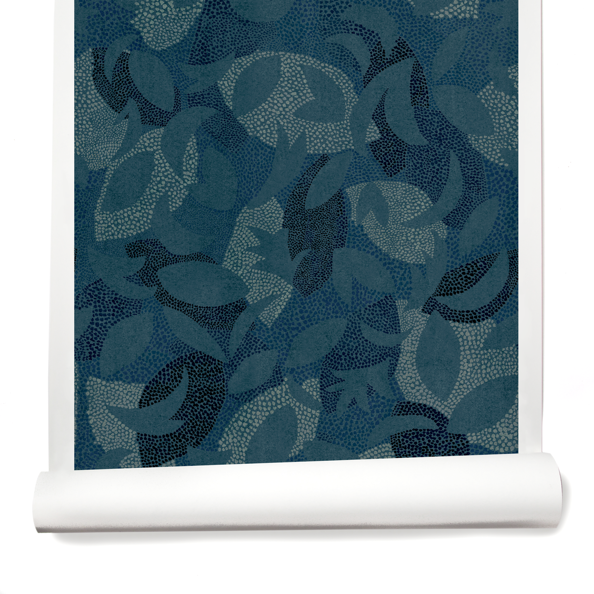 Dotted Leaves Wallpaper in Navy