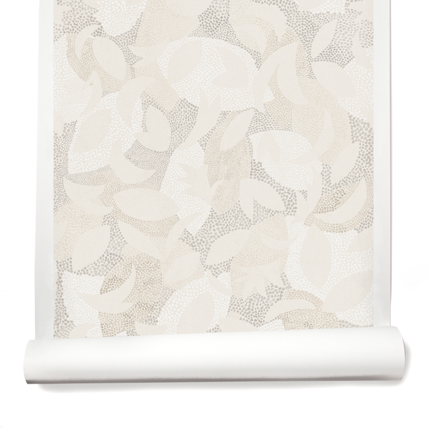 Dotted Leaves Wallpaper in Parchment