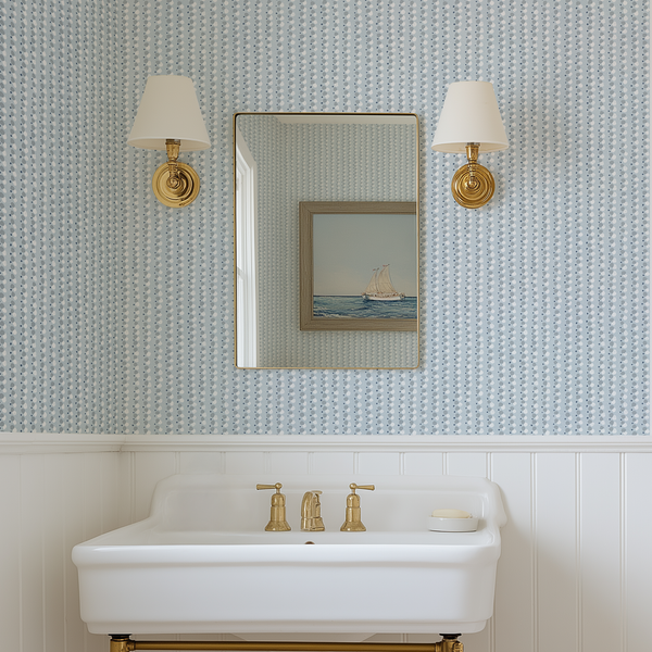 Dotted Lines Wallpaper in Ice Blue