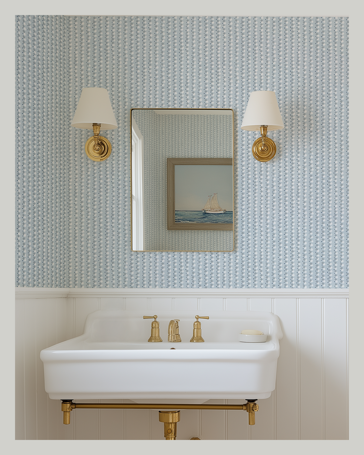 Dotted Lines Wallpaper in Ice Blue
