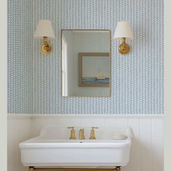 Dotted Lines Wallpaper in Ice Blue