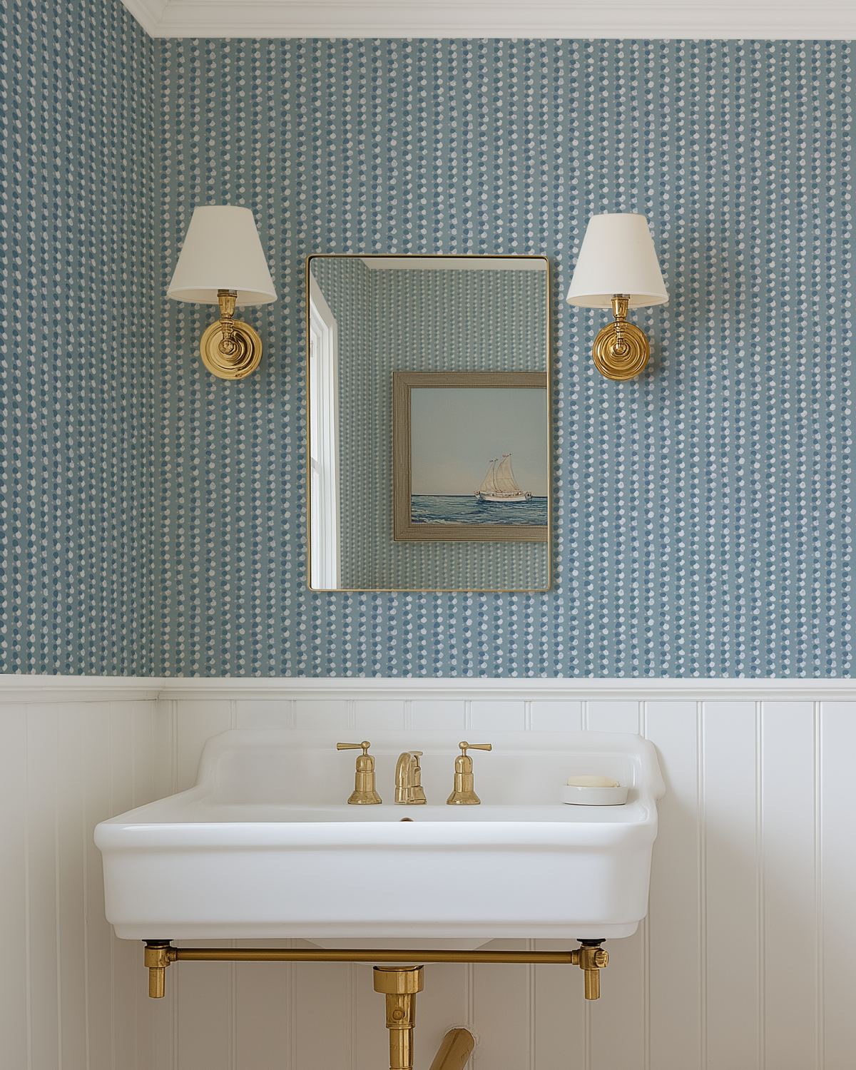 Dotted Lines Wallpaper in Light Blue