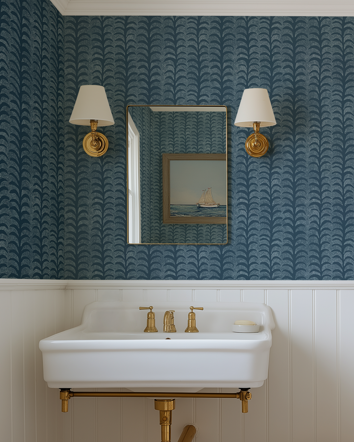 Dotted Palm Wallpaper in Navy