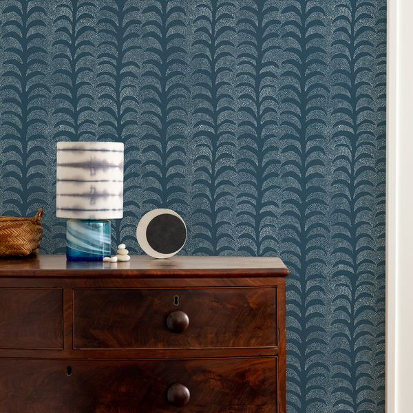 Dotted Palm Wallpaper in Navy