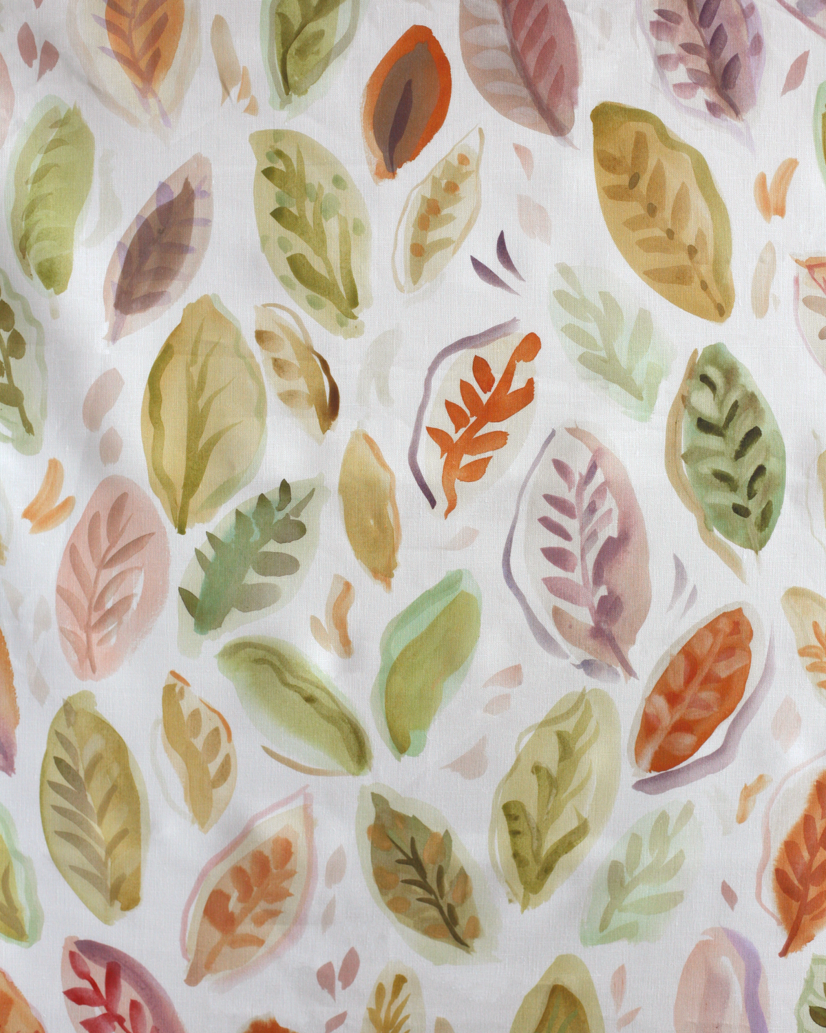 Falling Leaves Fabric in Multi Orange/Green