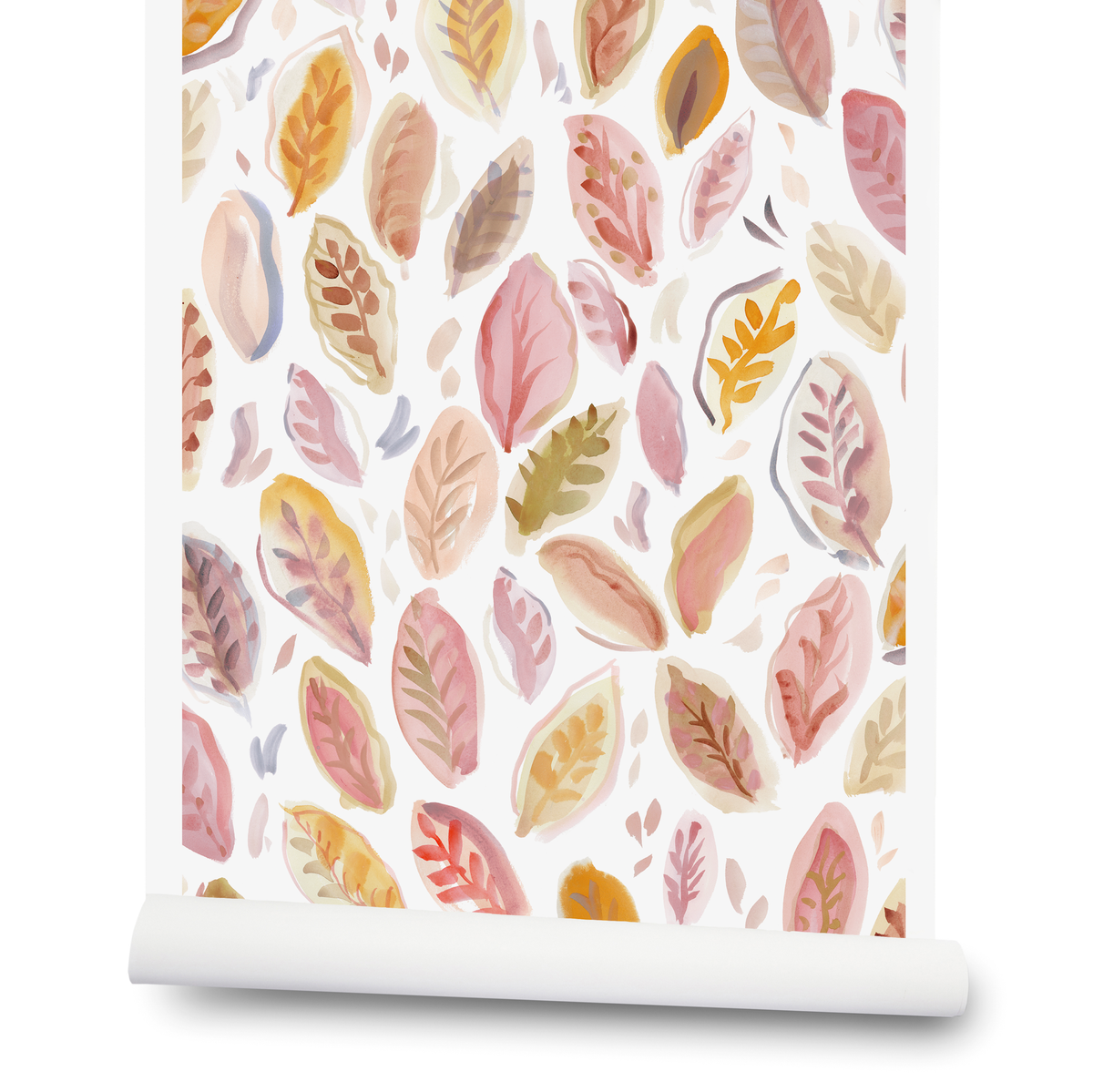 Falling Leaves Wallpaper in Multi Pink