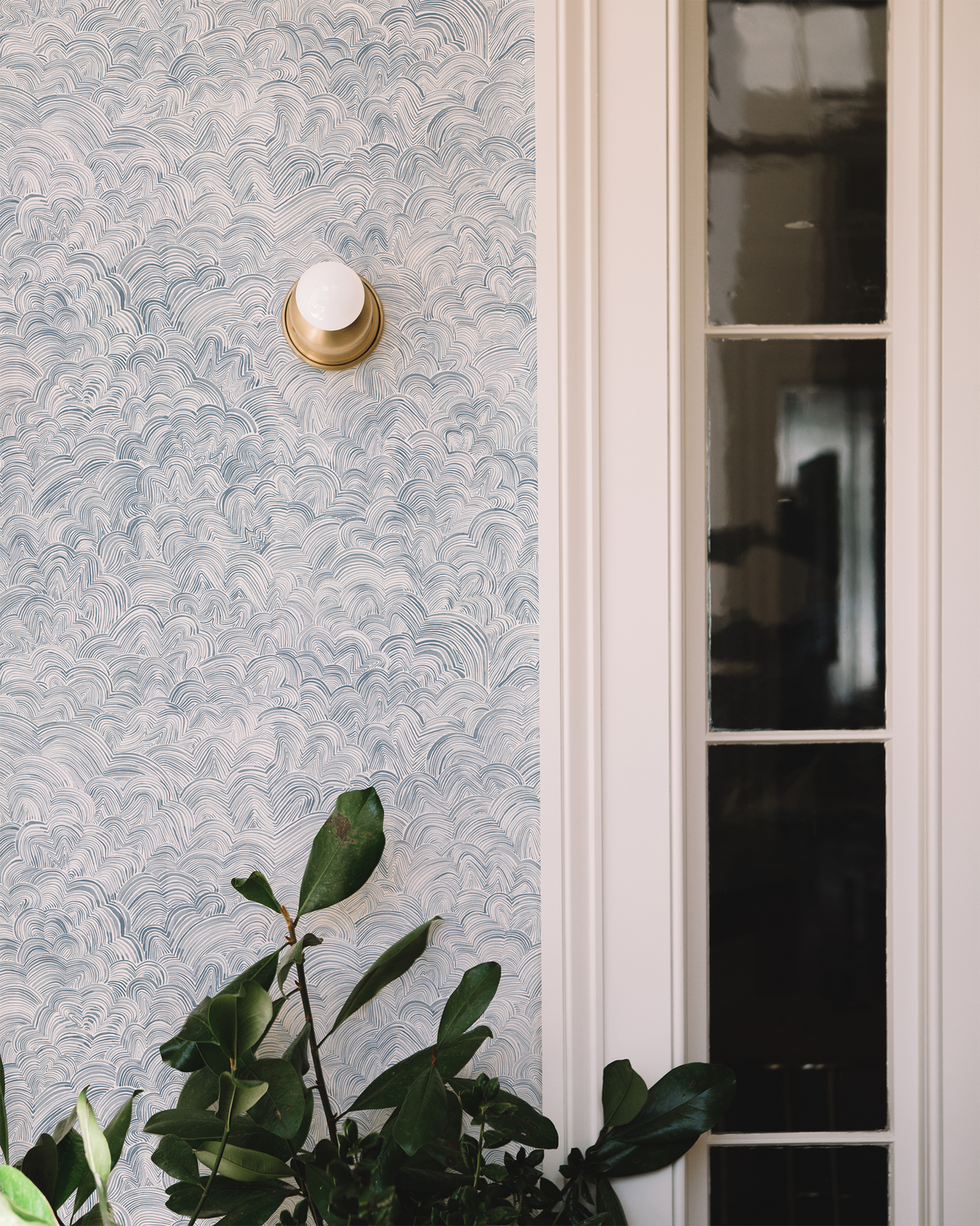 Linear Cloud Wallpaper in Blue-Slate