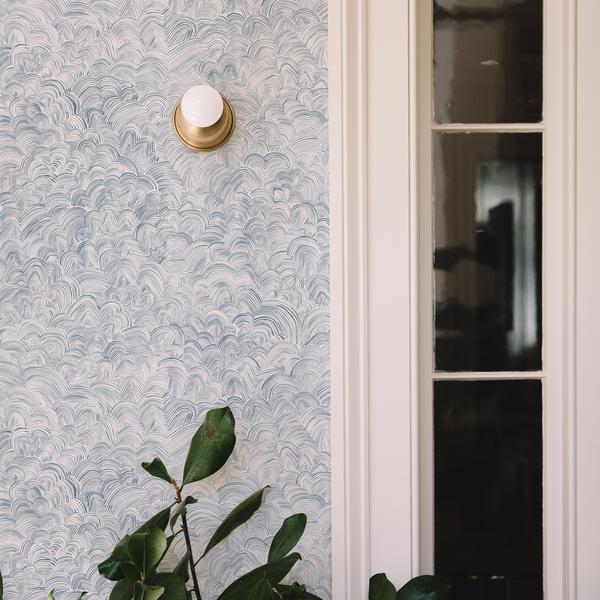 Linear Cloud Wallpaper in Blue-Slate